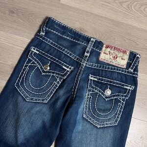 True Religion Billy Super T Mens Jeans Dark Wash Straight Leg Size 34x33